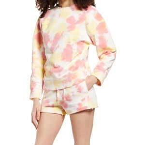 NWT BP Yellow & Pink Tie Dye Long Sleeve Crew Neck Sweater Size M Medium Marble